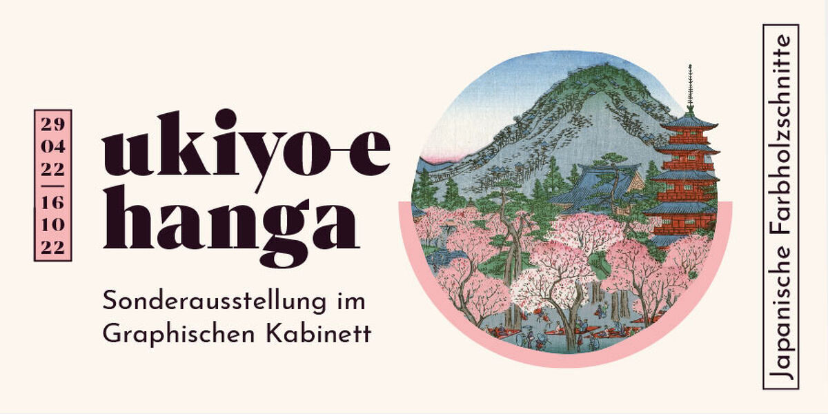 Ausstellungstitel der Sonderausstellung ukiyo-e hanga Japanische Farbholzschnitte