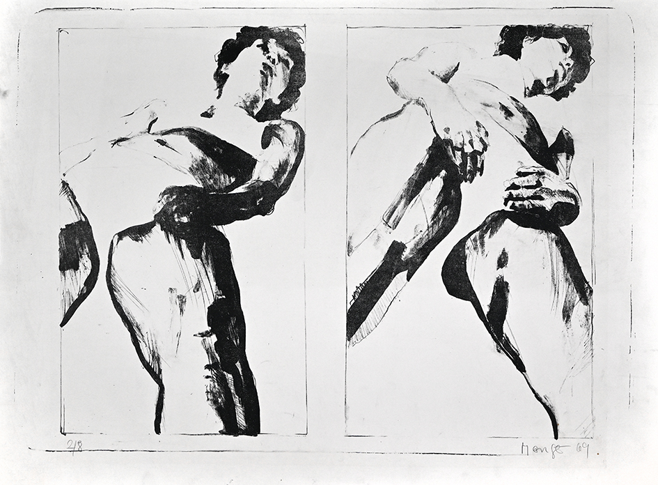 Hans-Peter Menge, Zwei stehende Frauenakte, 1969, Lithografie (Foto: Görlitzer Sammlungen für Geschichte und Kultur)
